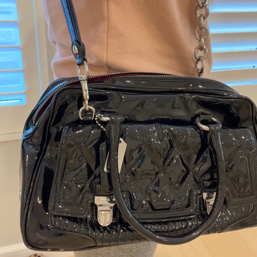 Coach black patent leather satchel!